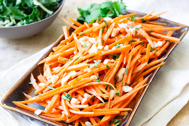 Sweet and Spicy Carrots in Peanut Sauce