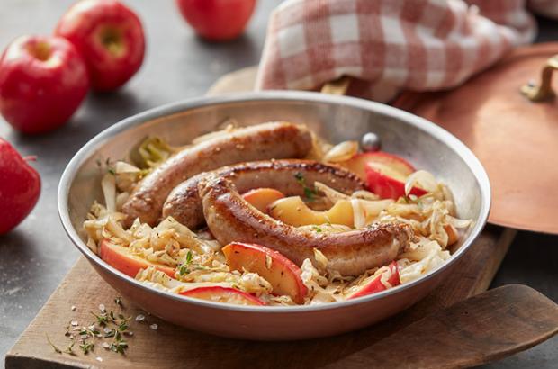 Seared Sausage with Cabbage and Apples