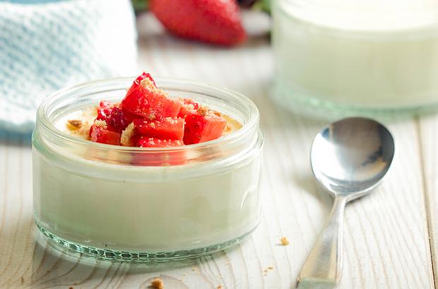 Panna Cotta with Strawberries on Top