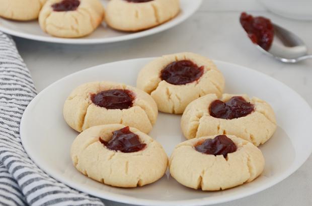 Strawberry Thumbprint Cookies on a Plate