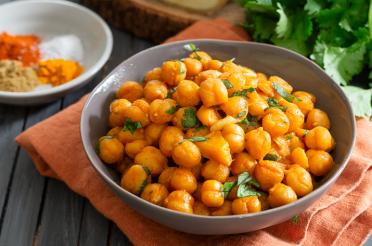 Bowl of Curried Chickpeas in Coconut Milk