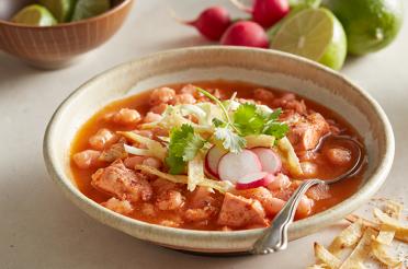 Bowl of Slow Cooker Chicken Posole