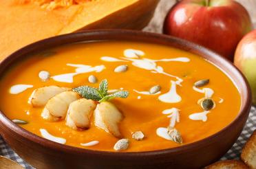 Bowl of Butternut Apple Soup with Ginger