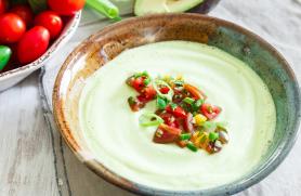 Cucumber-Avocado Soup with Heirloom Tomatoes
