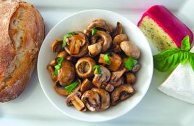 Garlic Poached Mushrooms with Fresh Basil