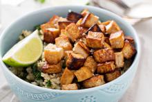 Ginger Baked Tofu on a bed of rice
