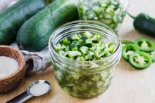 Jar of Sweet and Spicy Refrigerator Pickle Relish
